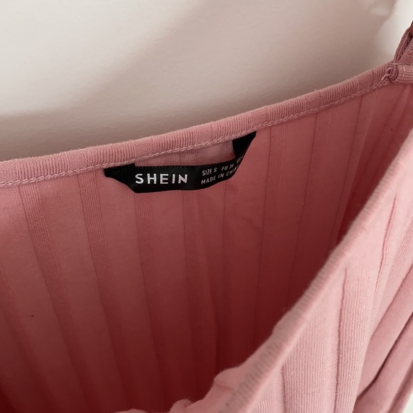SHEIN Split Hem Rib Knit Dress Pink Small - Picture 4 of 6